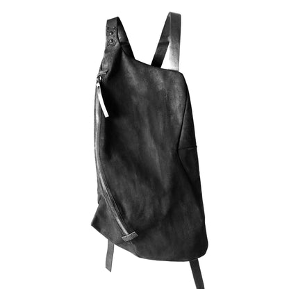 Sac à dos en cuir 077R noir