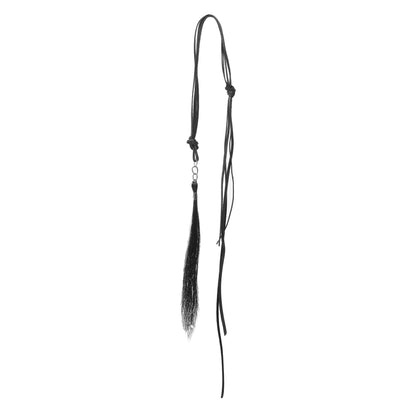 Sculptural necklace 292T – leather pearl necklace, YTN №7