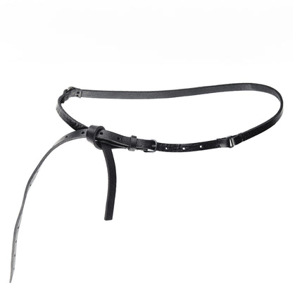 Leather belt 289B – forged blued steel buckle closeup