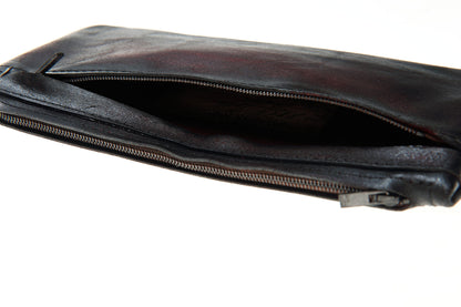 Red leather purse 283A – open showing two compartments