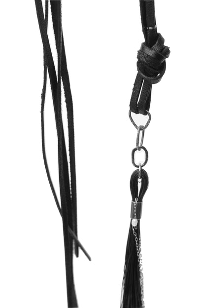Sculptural necklace 292T – silver chain detail, 104cm