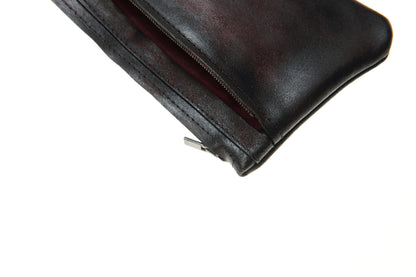 Red leather purse 283A – nickel silver hardware detail