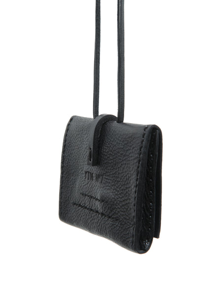 Leather wallet 296A black – back view, 10×8.5cm