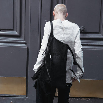 Sac à dos en cuir 077R noir