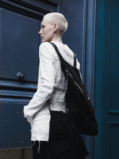 Sac à dos en cuir 077R noir