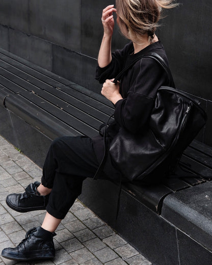 Leather backpack 272R black — handmade leather backpack by YTN №7, London, view 14