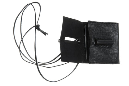 Leather wallet 296A black – hand-stitching detail