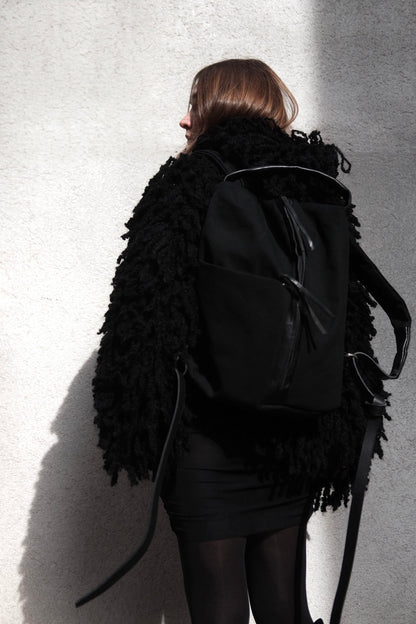 Sac à dos en toile cirée et cuir 277R
