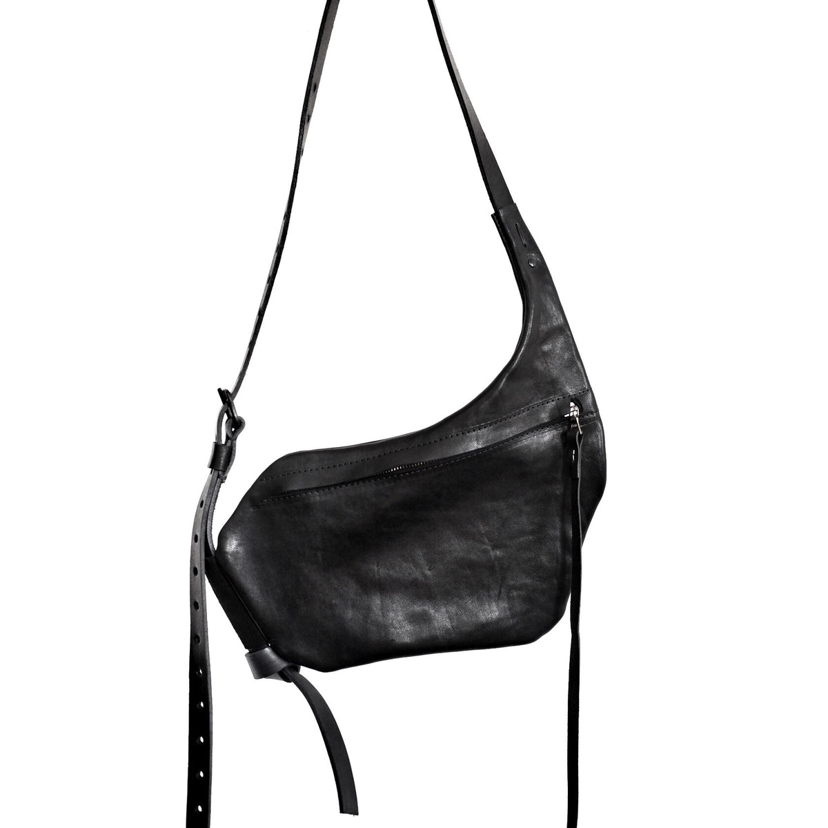 Leather shoulder bag 029Y S size black – front view, YTN №7