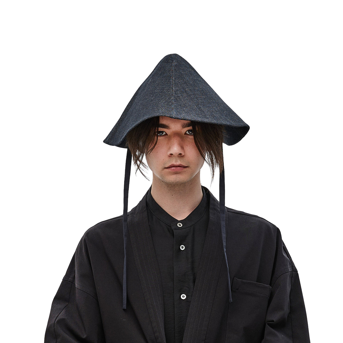 a°t’t” Denim Cone Hat T2210/14 — raw denim cone hat made for YTN №7, view 1