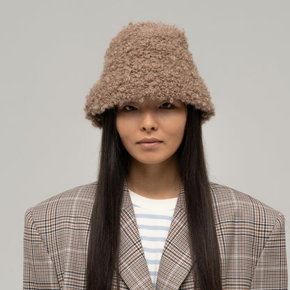 Textured Knit Hat 2480, beige — textured knit mohair hat by CHECK YA HEAD for YTN №7, view 1