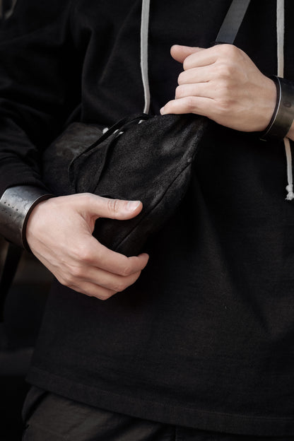 Shoulder bag 170Y black – flat lay, handmade London