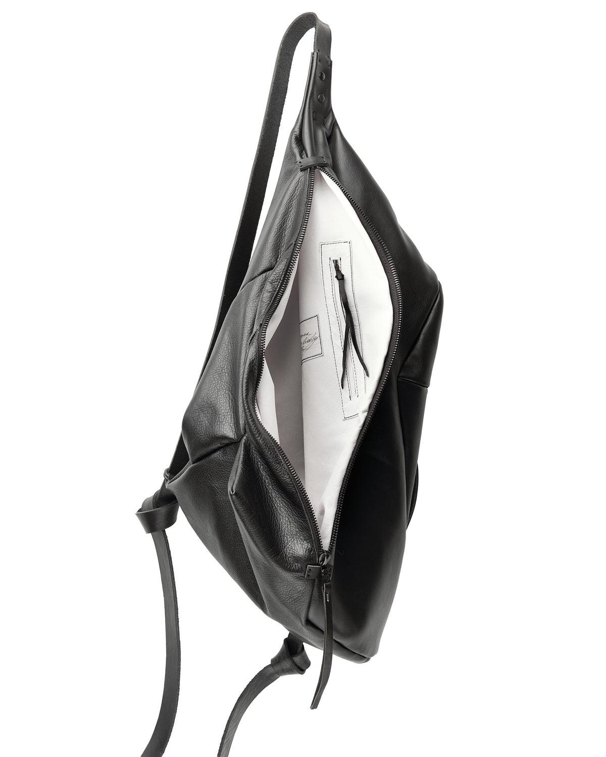 Sac à dos en cuir 077-1R noir — sac à dos en cuir de veau fait main par YTN №7, Londres, vue 19