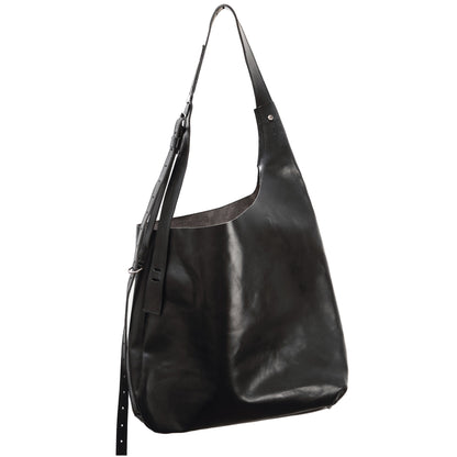 Mellow tote black – front view, vegetable-tanned leather, YTN №7