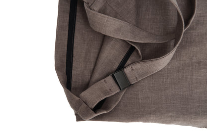 Double linen tote 313Y – flat lay, handmade London