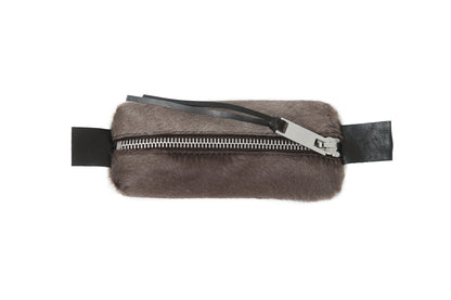Leather pouch 318A black – open view showing interior