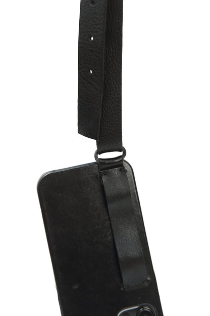 Leather phone strap 321A black – blued steel hardware