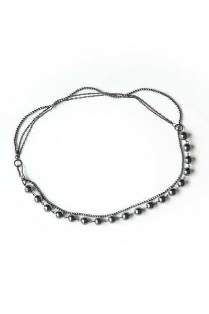 Necklace 323T – dark grey bloodstone flat lay