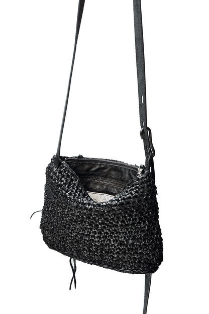 Knitted leather bag 275Y – back view with strap