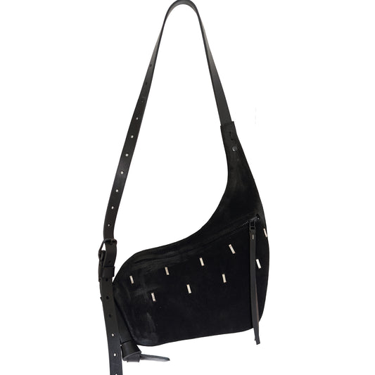 Leather shoulder bag 029-5Y S size black