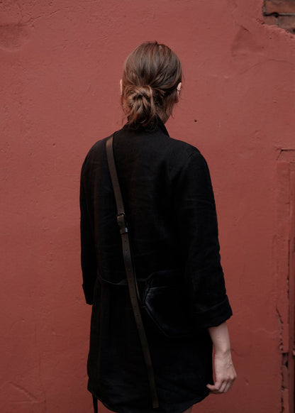 Suede crossbody bag 167Y – worn crossbody, lifestyle