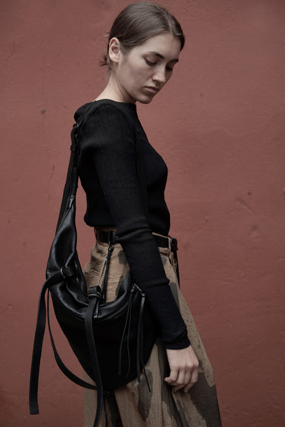 Horse leather shoulder bag 164Y black