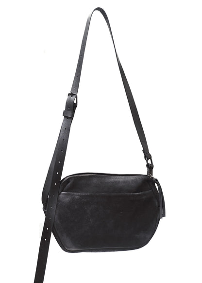 Suede crossbody bag 167Y – side view showing depth