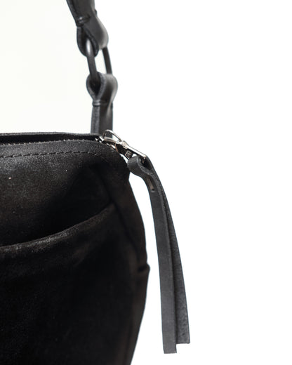 Suede crossbody bag 167Y – open interior view