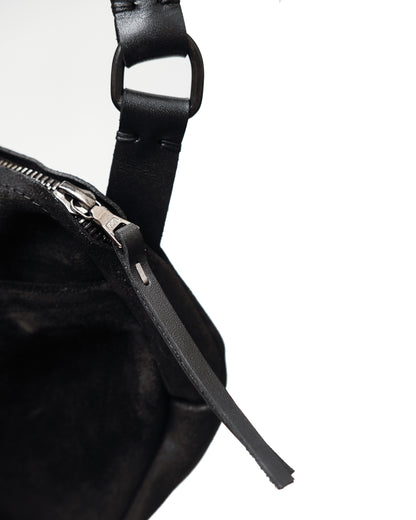 Suede crossbody bag 167Y – blued steel hardware closeup