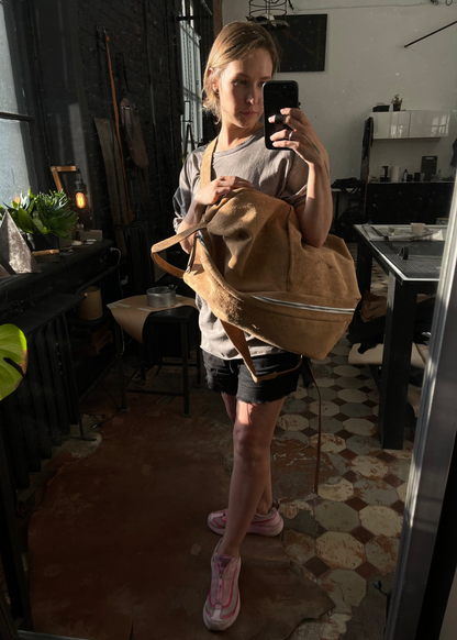 Leather backpack 271R beige