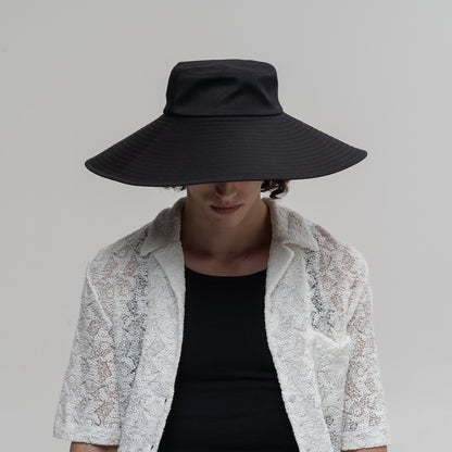 a°t’t” Wide Brim Hat T1630/1 — very wide stitched brim cotton hat made for YTN №7, view 1