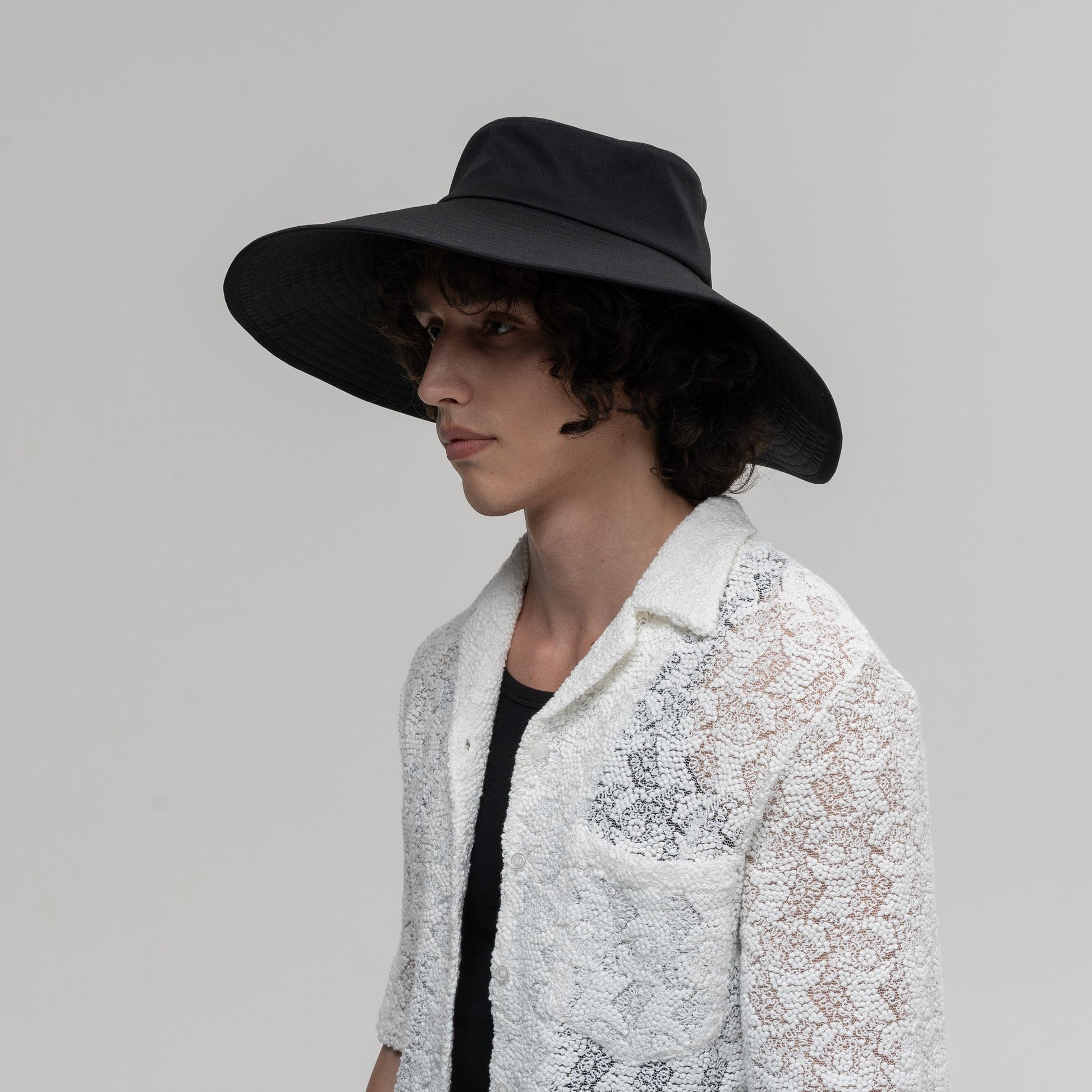 a°t’t” Wide Brim Hat T1630/1 — very wide stitched brim cotton hat made for YTN №7, view 2