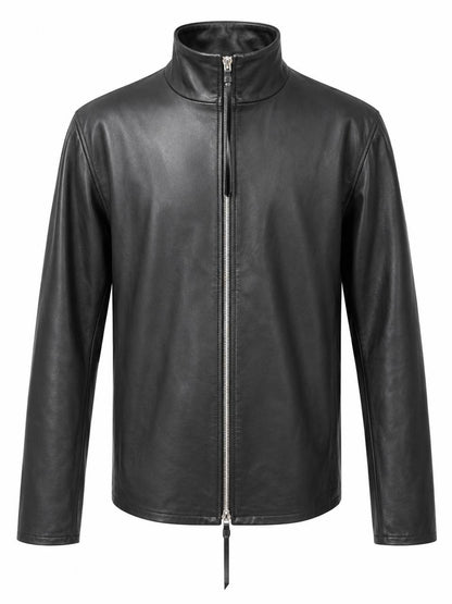 139DEC Leather Jacket, black — detail, concealed zip